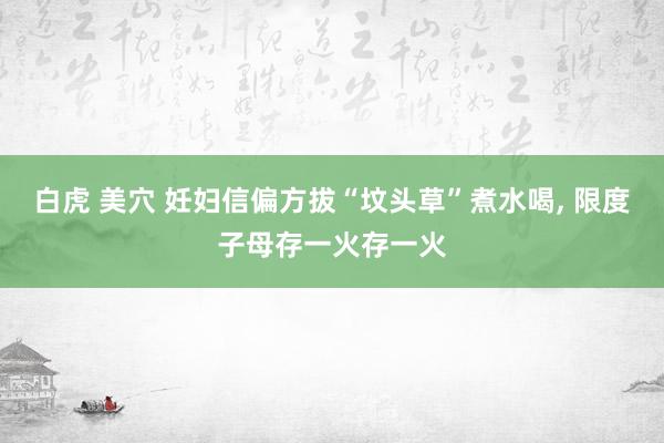 白虎 美穴 妊妇信偏方拔“坟头草”煮水喝, 限度子母存一火存一火